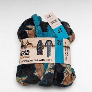 Star Wars The Mandalorian Kids 2 Piece Pajama Set with Robe Size 4T